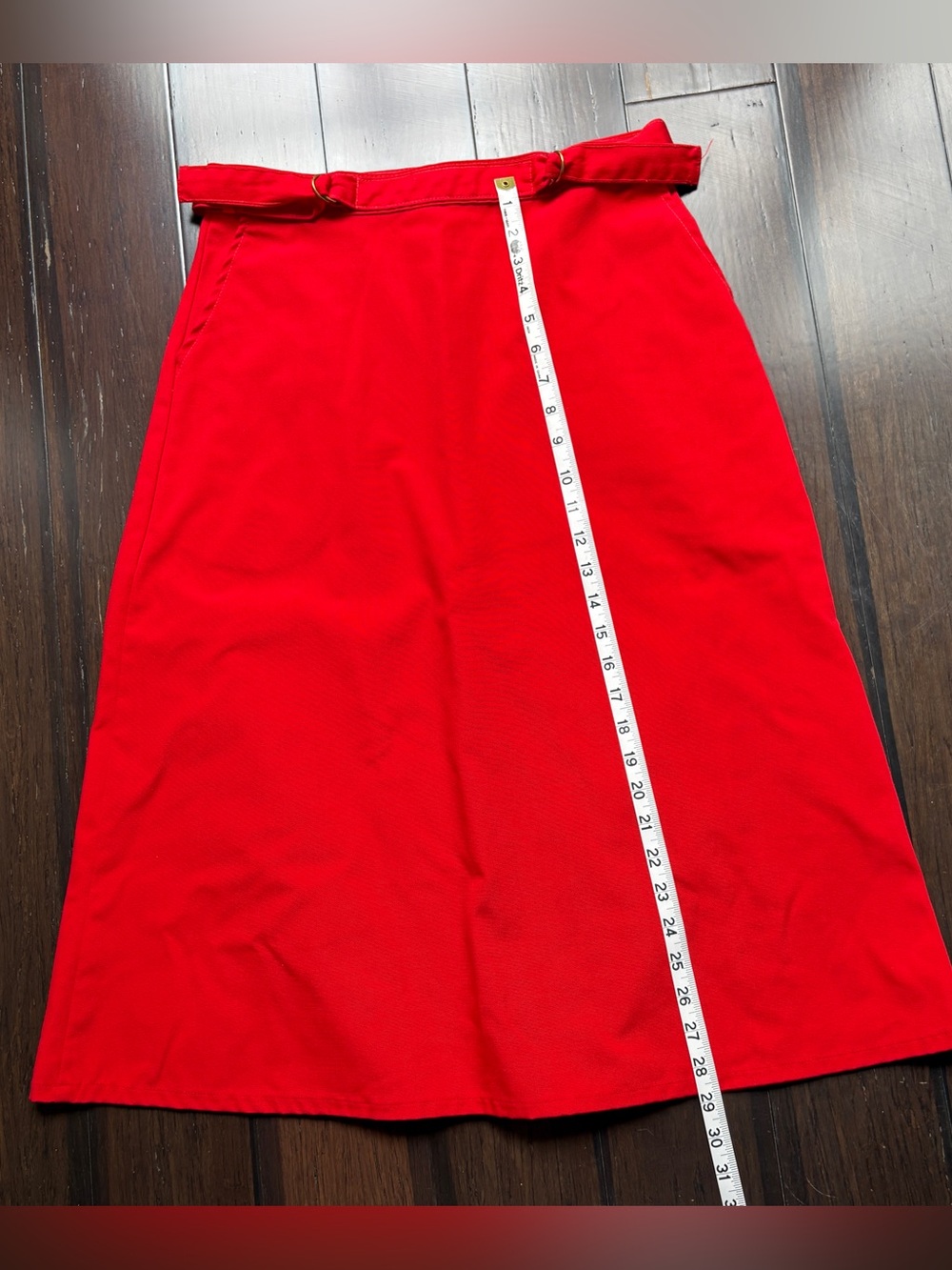 Vintage Orvis Vibrant Red Cotton A-Line Skirt wraparound Large Made in USA - Picture 8 of 8